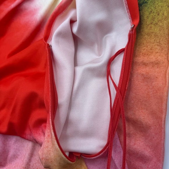 NEW NWT Oscar De La Renta Draped Abstract Vermilion Watercolor Midi Dress PS25 - Picture 10 of 14